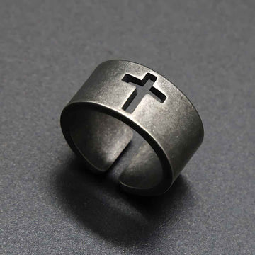 10mm Simple Cross Band Ring Stainless Steel - Xenos Jewelry