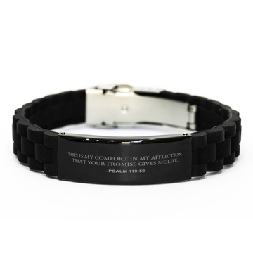 Bible Verse Black Bracelet | Psalm 119:50
