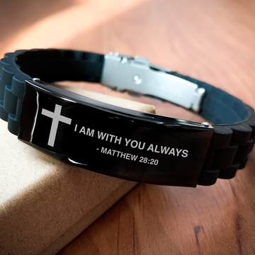 Bible Verse Black Bracelet | Matthew 28:20