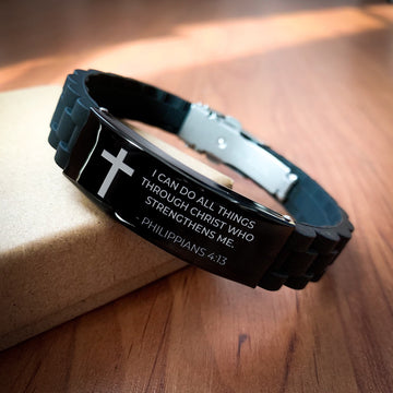 Bible Verse Black Bracelet | Philippians 4:13